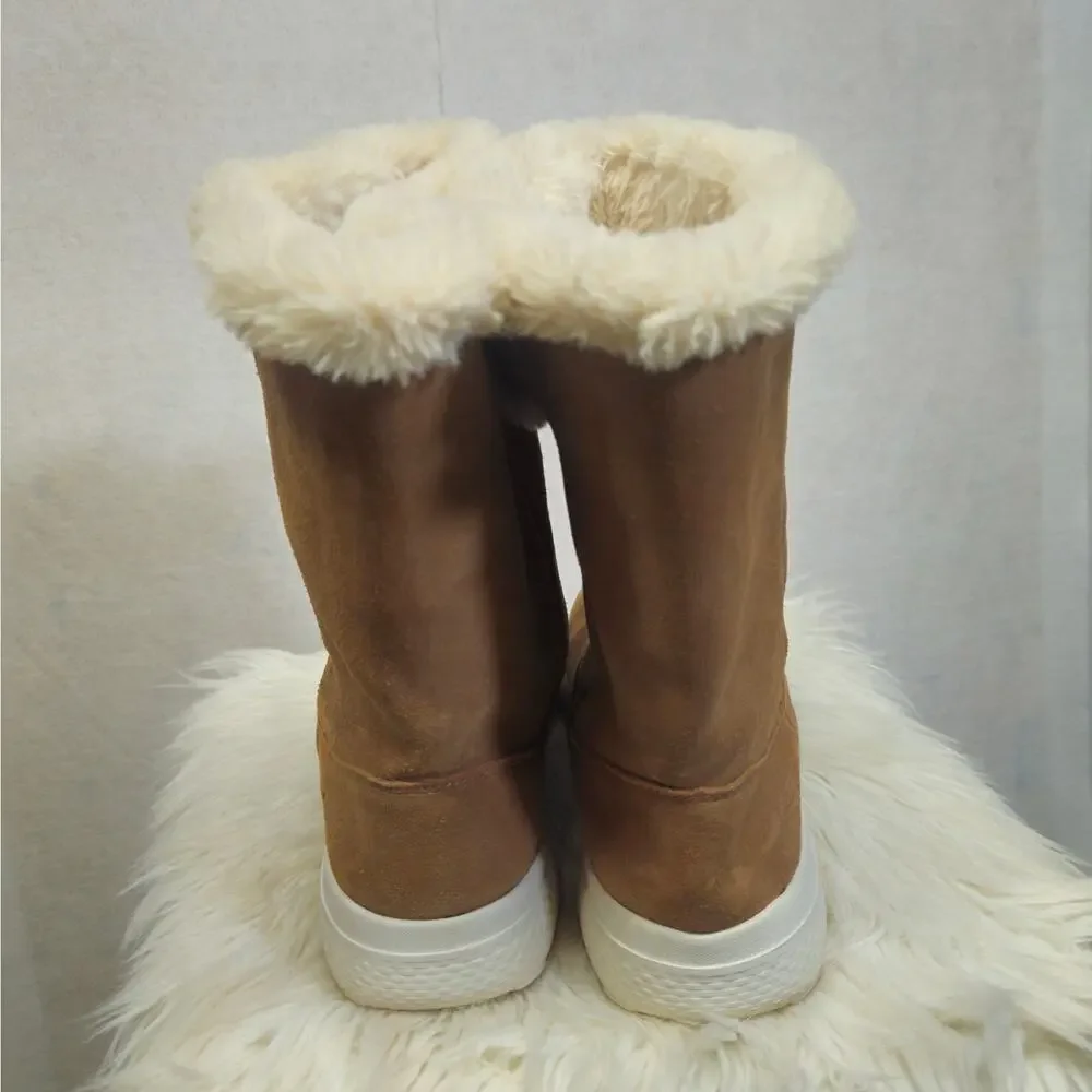 Skechers Goga Mat Gen 5 Winter Boots Suede Leather Size 11 Faux Fur Lined
